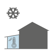 Icon Haus mit Schneeflocke und Thermometer. Perfekt isoliert