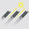 Icon Icon Lamellen in offner Stellung für Sonneneinfall und einem Licht- und Schattenspiel.