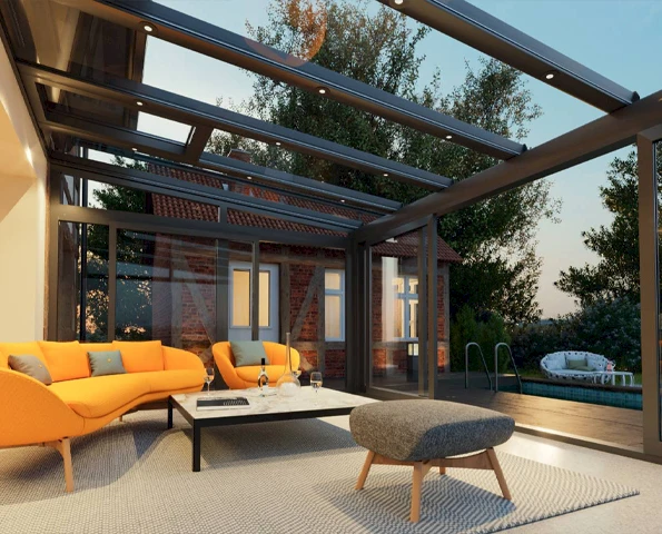 Wintergarten von Innen mit Möbeln