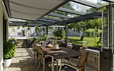 Terrassenüberdachung von innen