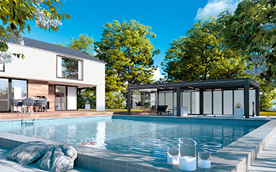Lamellendach am Pool