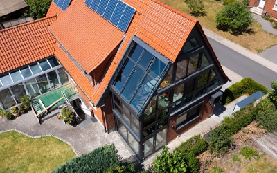 Wintergarten von oben integriert am Haus